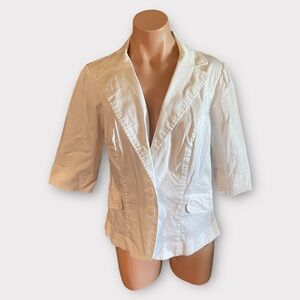 Torrid White Linen Blend Three Quarter Sleeve Blazer Plus Size Large